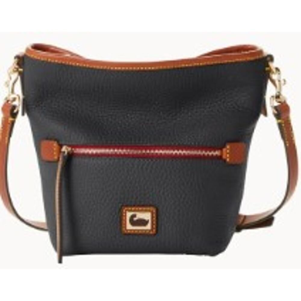 NEW! Dooney & Bourke Black Camden Pebblie Mini Hobo Leather Crossbody Bag - Picture 1 of 10